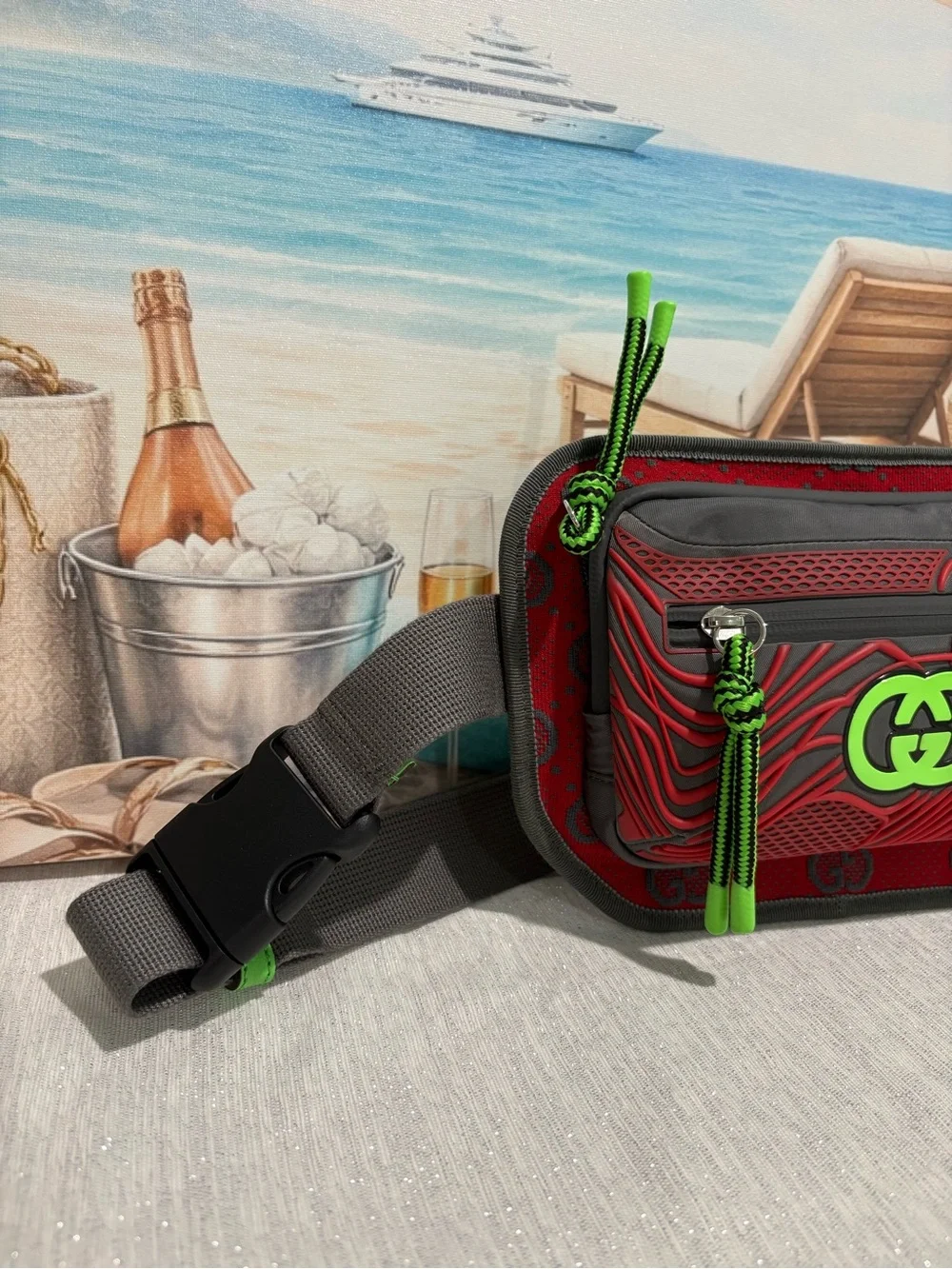 Authentic Gucci GG Rubber Belt Bag w Certificate of Authenticity and duster